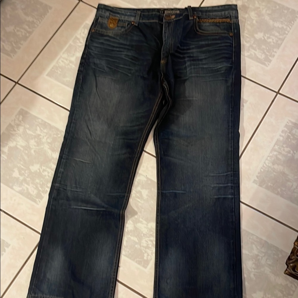 XY XRAY Blue Straight-Leg Jeans with Vintage Fading